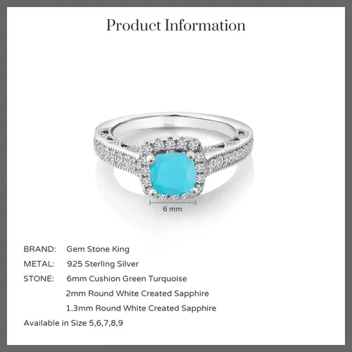 Vista 50 de Gem Stone King Anillo de compromiso de plata de ley 925 de 0.236 in con piedra natal y zafiro blanco creado con acento Anillo de compromiso