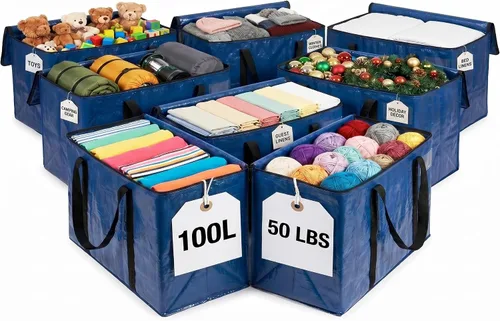 Vista 15 de ClearSpace Bolsas de mudanza o bolsa de almacenamiento de gran tamaño – Cajas grandes para mudanzas con correas de mochila, cremalleras y asas