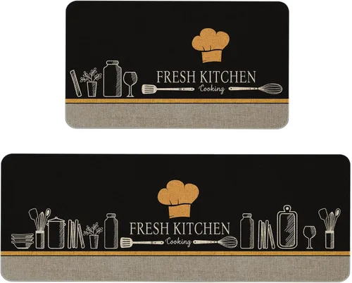 Vista 30 de The Kitchen is The Heart of The Home - Juego de 2 tapetes de cocina con parte trasera de goma antideslizante, juegos de cocina de vacaciones