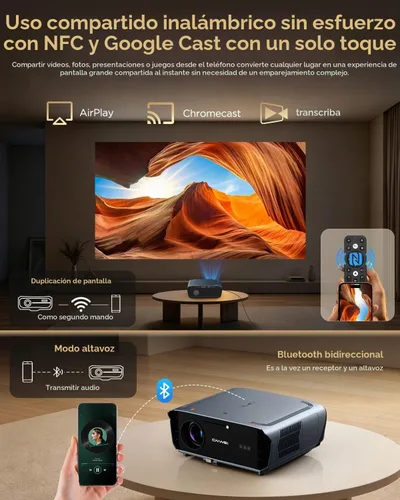 Vista 7 de Proyector inteligente 4K Google TV, True 2400ANSI Luz diurna interior cine