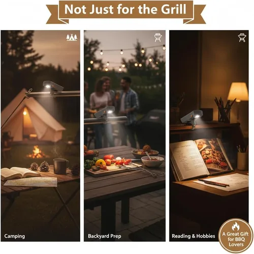 Vista 4 de Yukon Glory Luz LED brillante con mango de parrilla, recargable, resistente al agua y al calor, se adapta a la mayoría de parrillas al aire libre