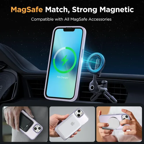 Vista 3 de Miracase - Funda magnética para iPhone 13 de 6.1 pulgadas (compatible con MagSafe) (con 2 protectores de pantalla), protección de grado militar