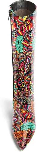Vista 108 de AMBELIGHT Botas altas hasta la rodilla con cremallera y puntera puntiaguda para mujer, de patente sólida, tacón alto, 3.3 pulgadas