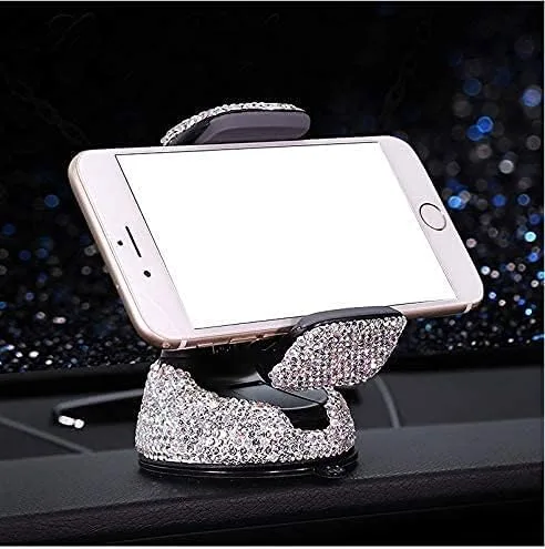 Vista 4 de Ergonflow Soporte de teléfono para automóvil con diamantes de imitación de lujo, compatible con ventilación de aire o tablero, compatible con iPhone