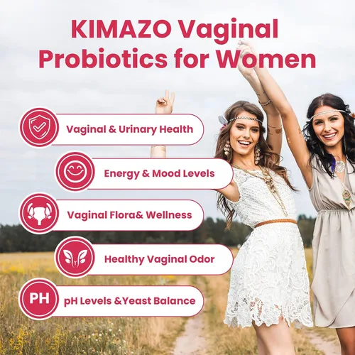 Vista 5 de KIMAZO Probióticos vaginales para mujeres, 42 mil millones de UFC promueven el equilibrio del pH, olor vaginal saludable y salud del tracto urinario