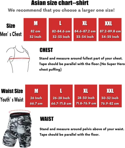 Vista 6 de DGXINJUN Men Padded Compression Shirt Sports Short Sleeve Protective Camo T-Shirt Shorts Set Shoulder Rib Chest Back Protector Pads Support Suit for