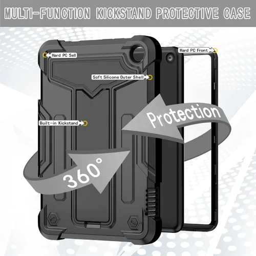 Vista 3 de EpicGadget Funda para tablet Amazon Fire 7 (12ª generación, lanzada en 2022) – Funda híbrida resistente a los impactos con soporte + 1 lápiz