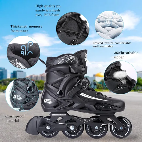 Vista 3 de Patines en línea de fitness, 4 ruedas para exteriores, patines de carreras de velocidad para hombres, mujeres y adultos