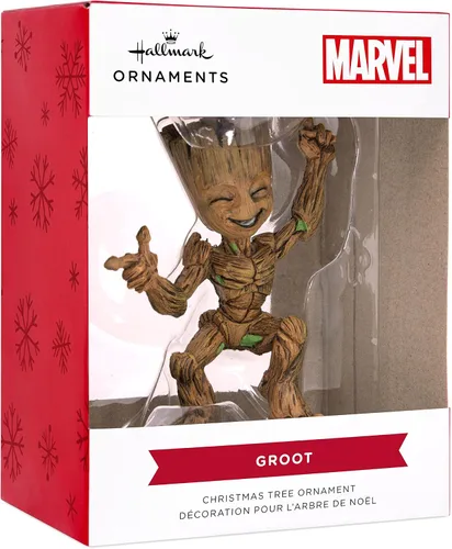 Vista 3 de Hallmark Marvel Guardianes de la Galaxia Groot Adorno de Navidad