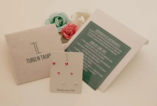 Vista 5 de TURQNTAUPE 925 Sterling Silver Combo Pairs Stud Earring Set for Women Girls & Kids -Minimalistic Enamel everyday wear gifts for her