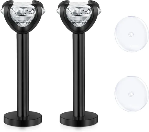 Vista 33 de D.Bella Retenedores de piercing transparentes de 16G para cartílago flexible para hélix, daith, rook, tragus, retenedor de aretes Bioflex, nariz