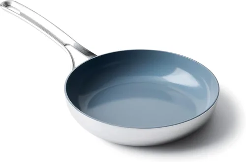 Vista 3 de GreenPan X Food 52 Five-Two Essentials, sartén antiadherente de cerámica saludable de tres capas de acero inoxidable de 10 pulgadas con protector