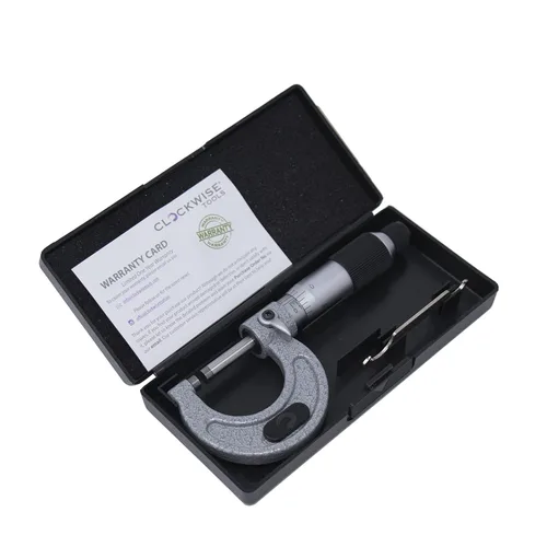 Vista 4 de Clockwise Tools MMTR-01 - Micrómetro exterior premium con punta de carburo 0-1 "Rango de medición 0.0001" Herramienta de maquinista de precisión