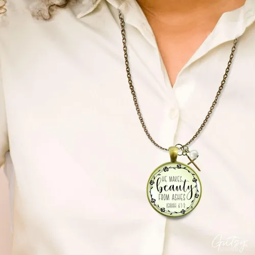 Vista 7 de Gutsy Goodness Faith He Cares - Collares hechos a mano con mensaje para mujer cristiana