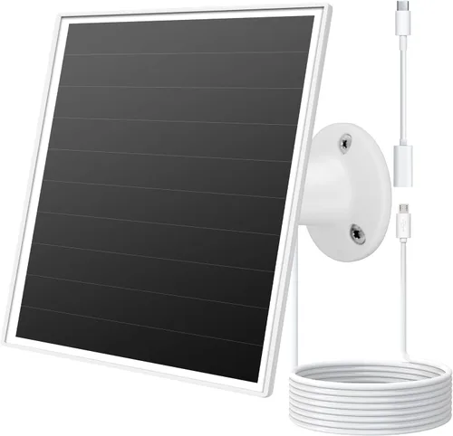 Vista 8 de Panel Solar de 6W para Cámara Ring, Cargador Solar Compatible con Ring Spotlight/Stick Up Cam Battery/Plus/Pro, Cargador Solar Impermeable con USB-C