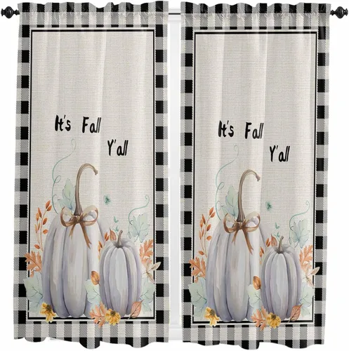 Vista 62 de Cenefas de Navidad de invierno para ventanas, cortinas de cocina con bolsillo para barra, cortinas con aislamiento térmico para ventana de baño