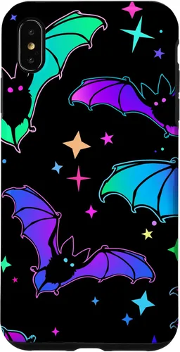 Vista 11 de iPhone 16 Gótico Bat Halloween Patrón Spooky Bats Lover Regalo en funda negra