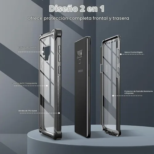 Vista 4 de Dexnor Funda para Galaxy Note 9 con protector de pantalla transparente de grado militar resistente 360 cuerpo completo protector a prueba de golpes