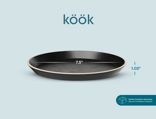 Vista 4 de KooK Platos de ensalada, platos redondos de cerámica para aperitivos y postres, aptos para lavavajillas y microondas, gres, borde alto, 8.5