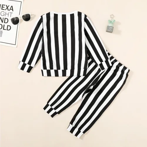 Vista 6 de Disfraz de Halloween para niño pequeño, ropa de rayas blancas y negras