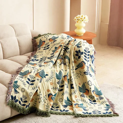 Vista 8 de LUTBM Manta bohemia para sofá de 50 x 60 pulgadas, 100% algodón, suave Animal-pájaro-a