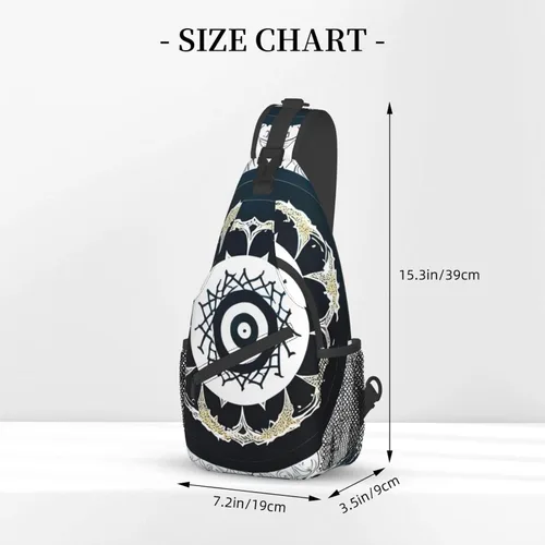Vista 2 de Bolso redondo de tótem blanco y negro, bolsa cruzada de viaje, senderismo, mini mochila de pecho, mochila casual para el hombro para mujeres
