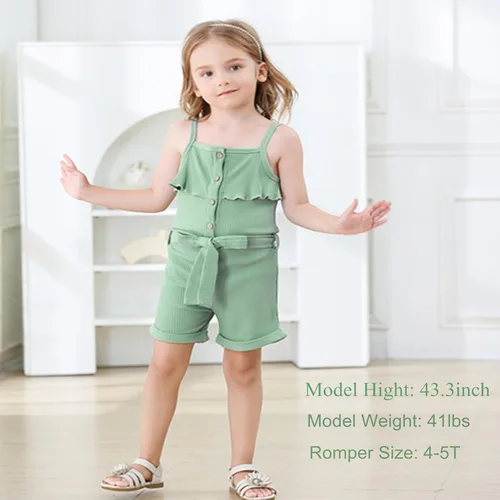 Vista 3 de Ropa para niña pequeña, ropa sin mangas, de verano, de una pieza, con cuello halter, mameluco 1-6T