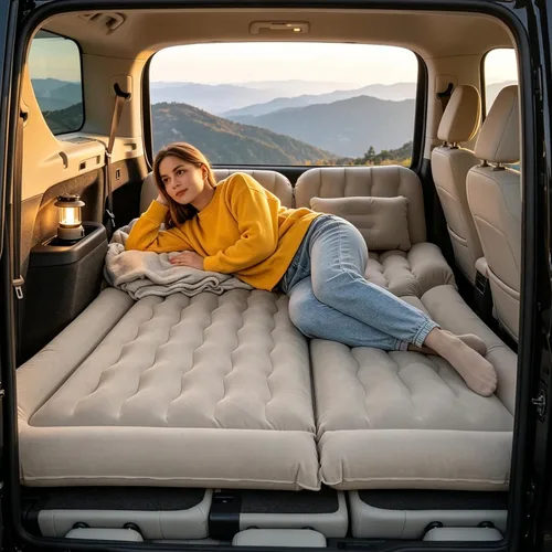 Vista 5 de Colchón inflable de aire para coche, cama de viaje para automóvil de 5.71 x Gris