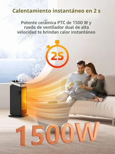 Vista 2 de BREEZOME Calentador de espacio de 1500W para uso en interiores, calentador Negro