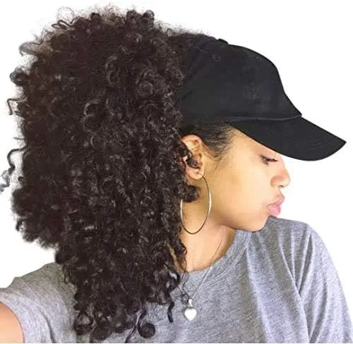 Vista 7 de CurlCap Gorra sin parte trasera para cabello natural, gorra de béisbol forrada de satén para mujer