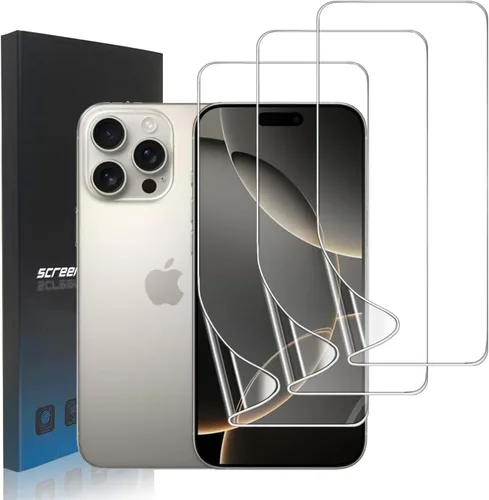 Vista 10 de Paquete de 3 protectores de pantalla de película de hidrogel para iPhone 13/iPhone 13 Pro, protector de pantalla de TPU suave HD para iPhone 13/13