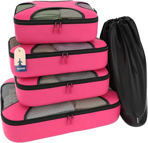 Vista 9 de Shacke Juego de 5 cubos de embalaje para viajes con bolsa de lavandería Juego de 5 - Air Black