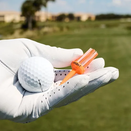 Vista 3 de BRUSH T - Camisetas de golf de plástico de alta calidad, color naranja, tamaño 2.4 pulgadas, diseño innovador irrompible, altura constante, regalo