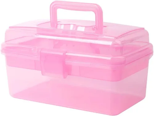 Vista 7 de Caja de almacenamiento de plástico multiusos con asa y cerradura de pestillo, gris transparente Transparente/Gris