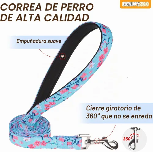 Vista 7 de BEAUTYZOO Arnés para perro sin tirones pequeño, juego de arnés y correa ajustable para perro - Fácil de usar con 3 hebillas/mango de control, arnés