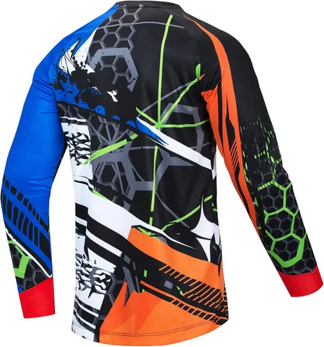 Vista 2 de JPOJPO Camiseta de ciclismo para hombre, camiseta de manga larga para jóvenes, todoterreno, para motocicleta, ropa de bicicleta, anti-UV
