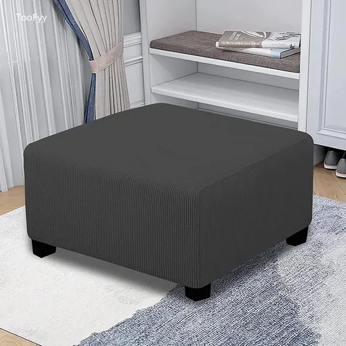 Vista 2 de Funda otomana de alta elasticidad, fundas protectoras de terciopelo elástico para reposapiés, lavable, resistente a la suciedad, con parte inferior