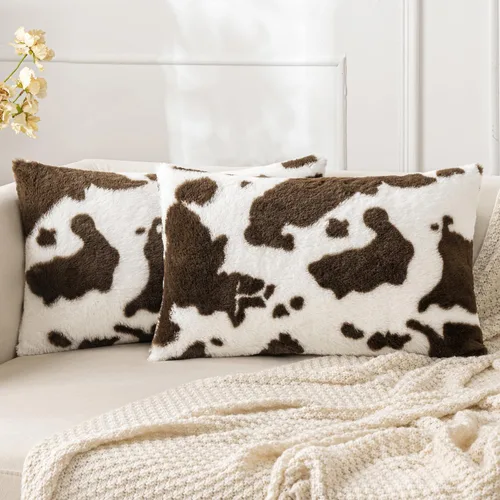 Vista 12 de Juego de 2 fundas de almohada de lujo de piel sintética para sofá, decorativas, suaves, esponjosas, para sala de estar, dormitorio, automóvil