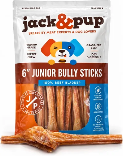 Vista 13 de Jack&Pup - Palitos trenzados de 6 pulgadas (paquete de 5) palitos gruesos de larga duración para perros medianos a grandes y masticadores agresivos