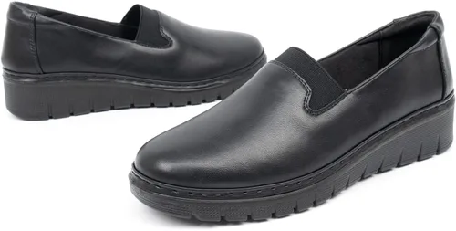 Vista 5 de VJH confort Mocasines de mujer con punta redonda para caminar cómodos, con soporte de arco (negro, 9), Negro