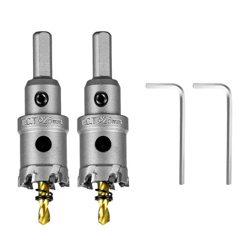 Vista 47 de SALI Kit de sierra perforadora TCT de 1 pulgada (1.024 in) con punta de carburo de tungsteno con broca piloto chapada en titanio para metal, acero
