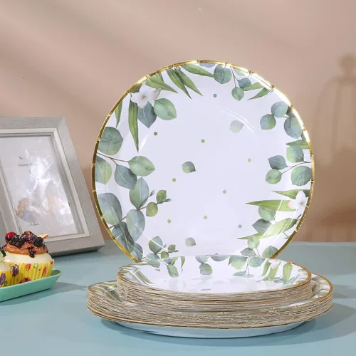 Vista 6 de Platos y servilletas para baby shower de género neutro para 25 decoraciones de fiesta verde salvia, decoración de fiesta de cumpleaños para niños