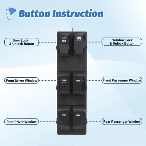 Vista 5 de Master - Interruptor de ventana eléctrica para Hyundai Tucson 93571-2S000 2010-2015 Control lateral delantero izquierdo del conductor, reemplaza