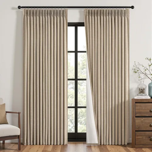 Vista 28 de Topfinel - Cortinas opacas plisadas de 96 pulgadas para dormitorio, 2 paneles Natural