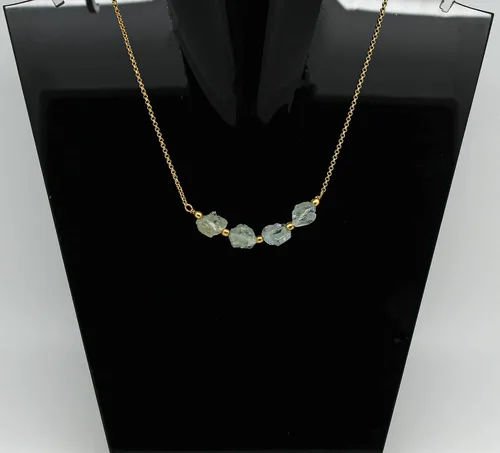 Vista 2 de Gempires Natural Raw Bar Crystals Pendant Necklace Handmade Jewelry 22 inch Adjustable Chain