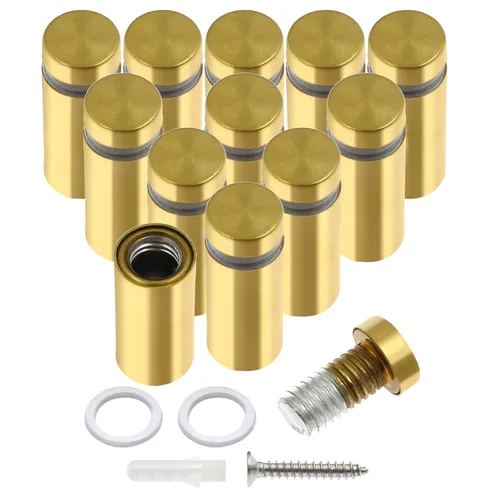 Vista 41 de Luomorgo 12 piezas tornillos separadores de acero inoxidable de 1" x 1", herrajes de montaje para letreros de pared, separadores de vidrio