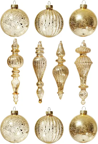 Vista 12 de DN DECONATION Adornos de Navidad de cristal negro, bolas de Navidad colgantes de 3.15 pulgadas para decoración del árbol de Navidad, juego de 9