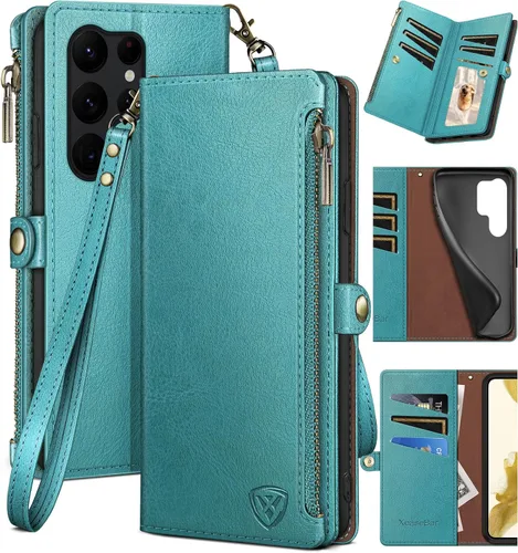 Vista 7 de XcaseBar Funda tipo cartera para Samsung Galaxy S23 Ultra con cremallera【Bloqueo RFID】 Soporte para tarjeta de crédito, libro de folio con tapa