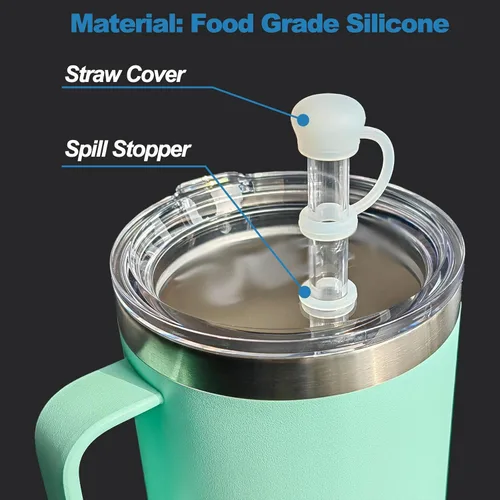 Vista 9 de LUOLAO Tapón de silicona contra derrames para vaso de paja YETI, con tapa