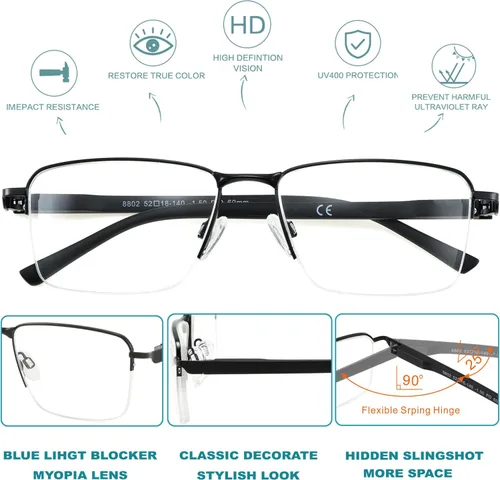 Vista 4 de Near Sighted Glasses for Men Women Half Nearsighted Distance Driving Myopia Eyeglasses Sprot Near Sighted Eyewear